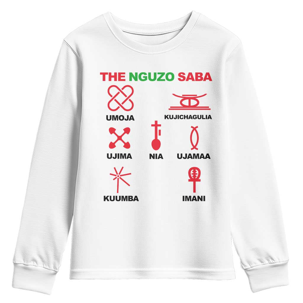 Nguzo Saba Seven Principles Of Kwanzaa Celebration Gift Youth Sweatshirt TS12 White Print Your Wear