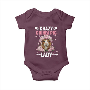 Funny Crazy Guinea Pig Lady Baby Onesie Cavy Mom Gift TS12 Maroon Print Your Wear