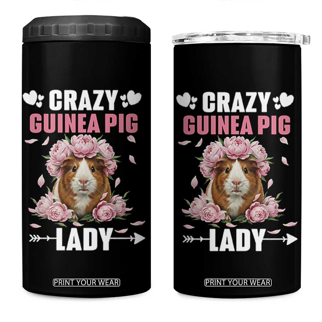 Funny Crazy Guinea Pig Lady 4 in 1 Can Cooler Tumbler Cavy Mom Gift TS12 One Size: 16 oz Black Print Your Wear