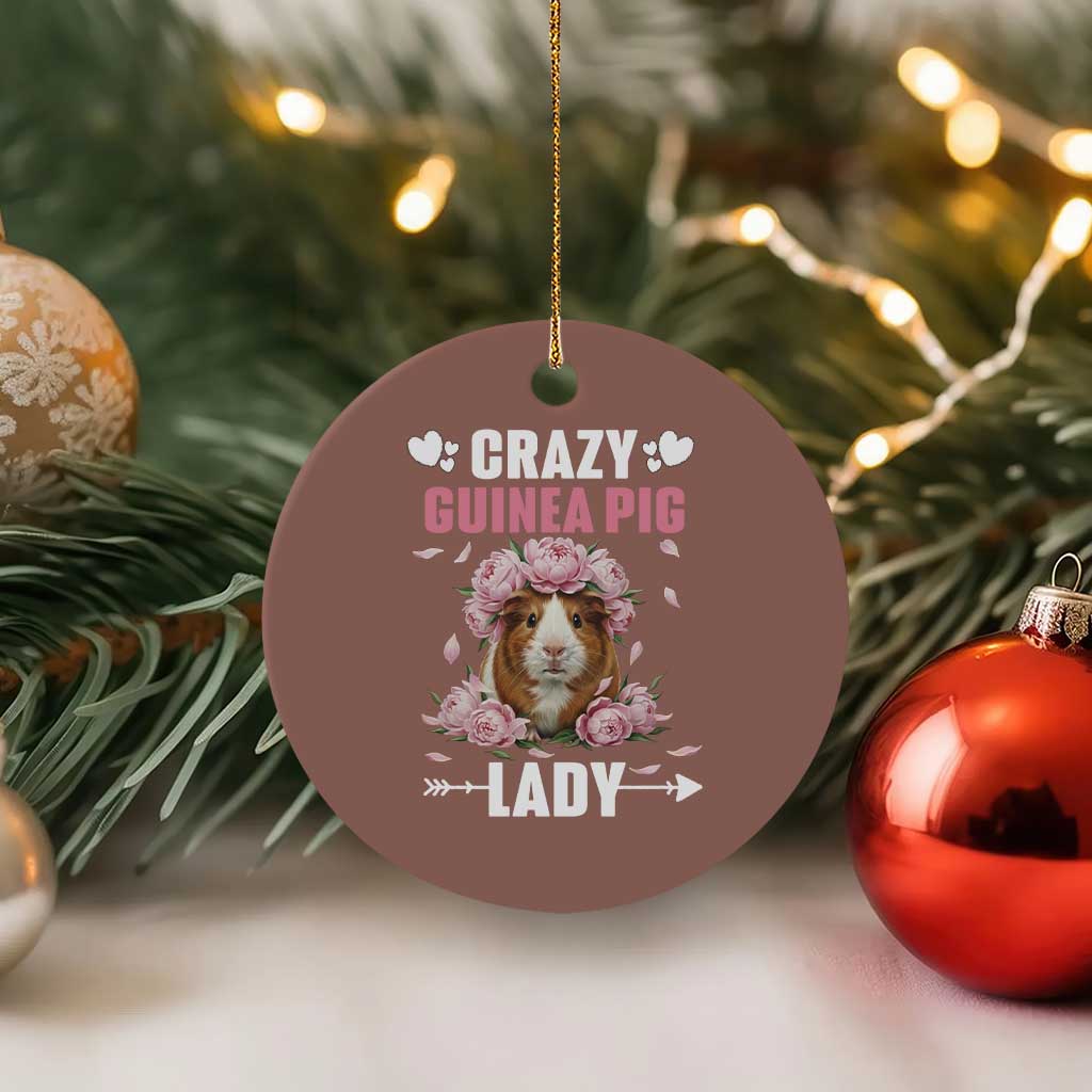Funny Crazy Guinea Pig Lady Ceramic Ornament Cavy Mom Gift TS12 1pc Mocha Print Your Wear
