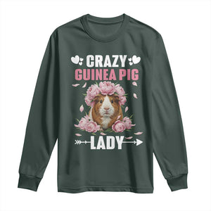 Funny Crazy Guinea Pig Lady Long Sleeve Shirt Cavy Mom Gift TS12 Dark Forest Green Print Your Wear