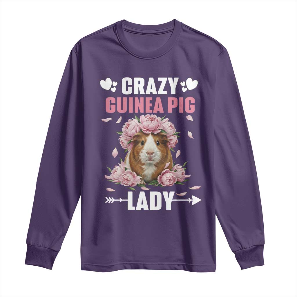 Funny Crazy Guinea Pig Lady Long Sleeve Shirt Cavy Mom Gift TS12 Purple Print Your Wear