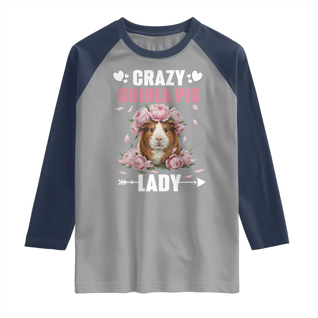 Funny Crazy Guinea Pig Lady Raglan Shirt Cavy Mom Gift TS12 Sport Gray Navy Print Your Wear