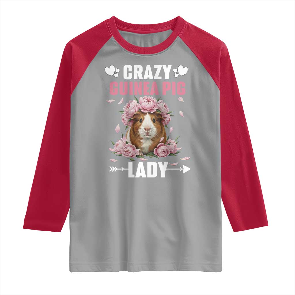 Funny Crazy Guinea Pig Lady Raglan Shirt Cavy Mom Gift TS12 Sport Gray Red Print Your Wear