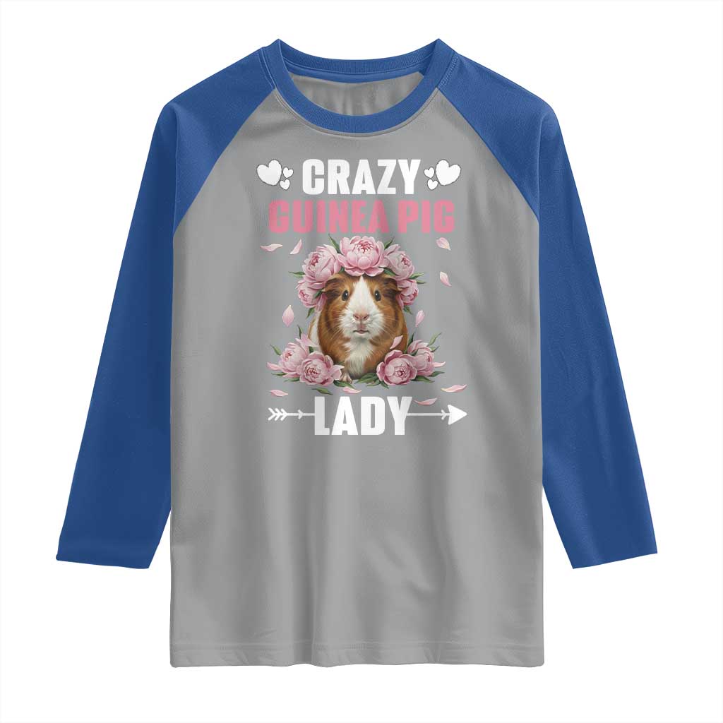 Funny Crazy Guinea Pig Lady Raglan Shirt Cavy Mom Gift TS12 Sport Gray Royal Print Your Wear