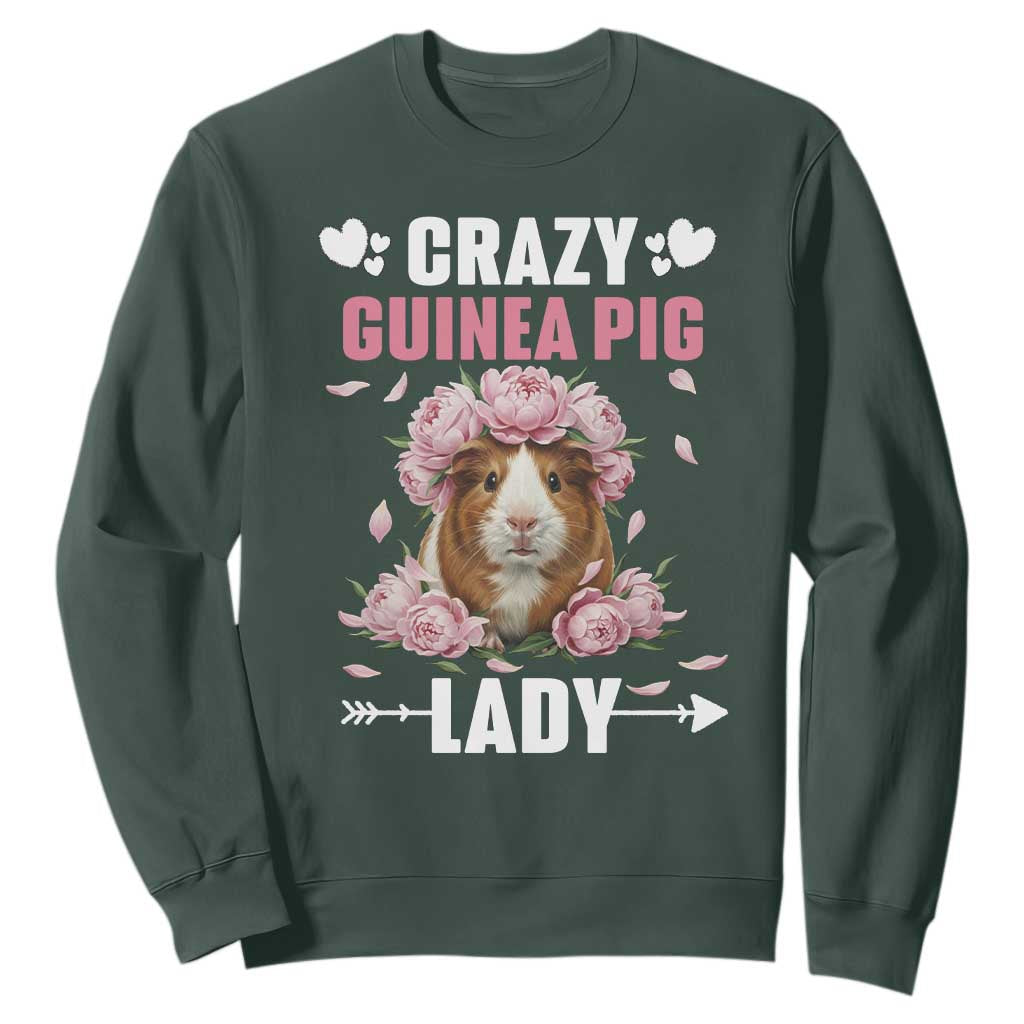 Funny Crazy Guinea Pig Lady Sweatshirt Cavy Mom Gift TS12 Dark Forest Green Print Your Wear