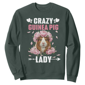 Funny Crazy Guinea Pig Lady Sweatshirt Cavy Mom Gift TS12 Dark Forest Green Print Your Wear