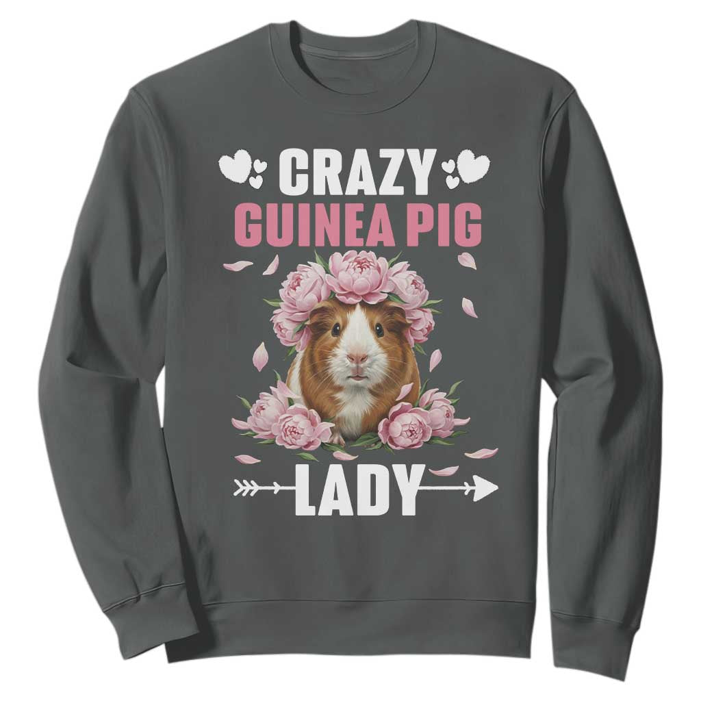Funny Crazy Guinea Pig Lady Sweatshirt Cavy Mom Gift TS12 Dark Heather Print Your Wear