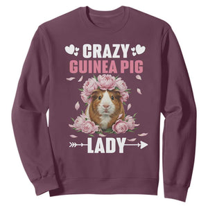 Funny Crazy Guinea Pig Lady Sweatshirt Cavy Mom Gift TS12 Maroon Print Your Wear
