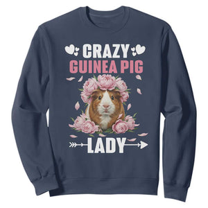 Funny Crazy Guinea Pig Lady Sweatshirt Cavy Mom Gift TS12 Navy Print Your Wear