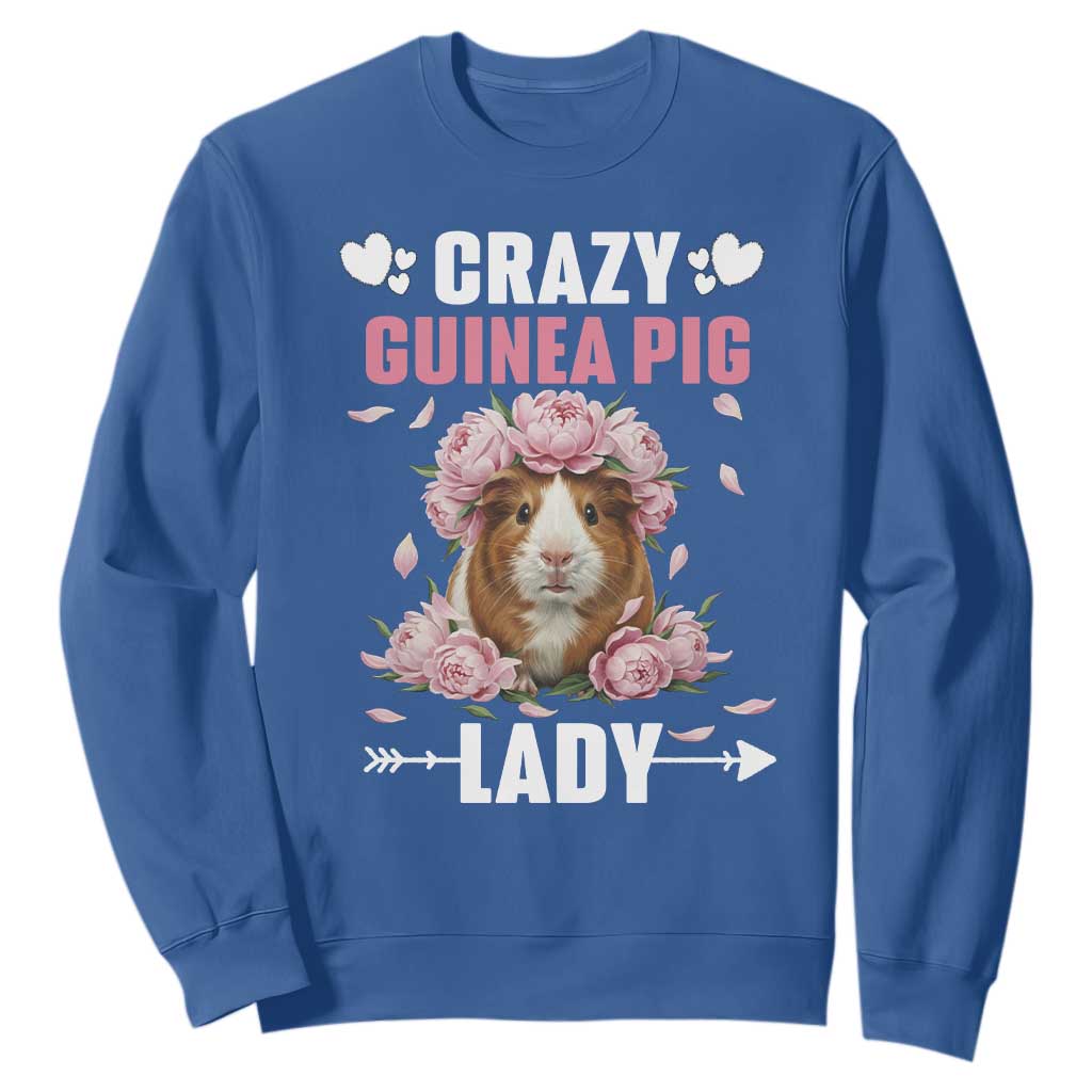 Funny Crazy Guinea Pig Lady Sweatshirt Cavy Mom Gift TS12 Royal Blue Print Your Wear