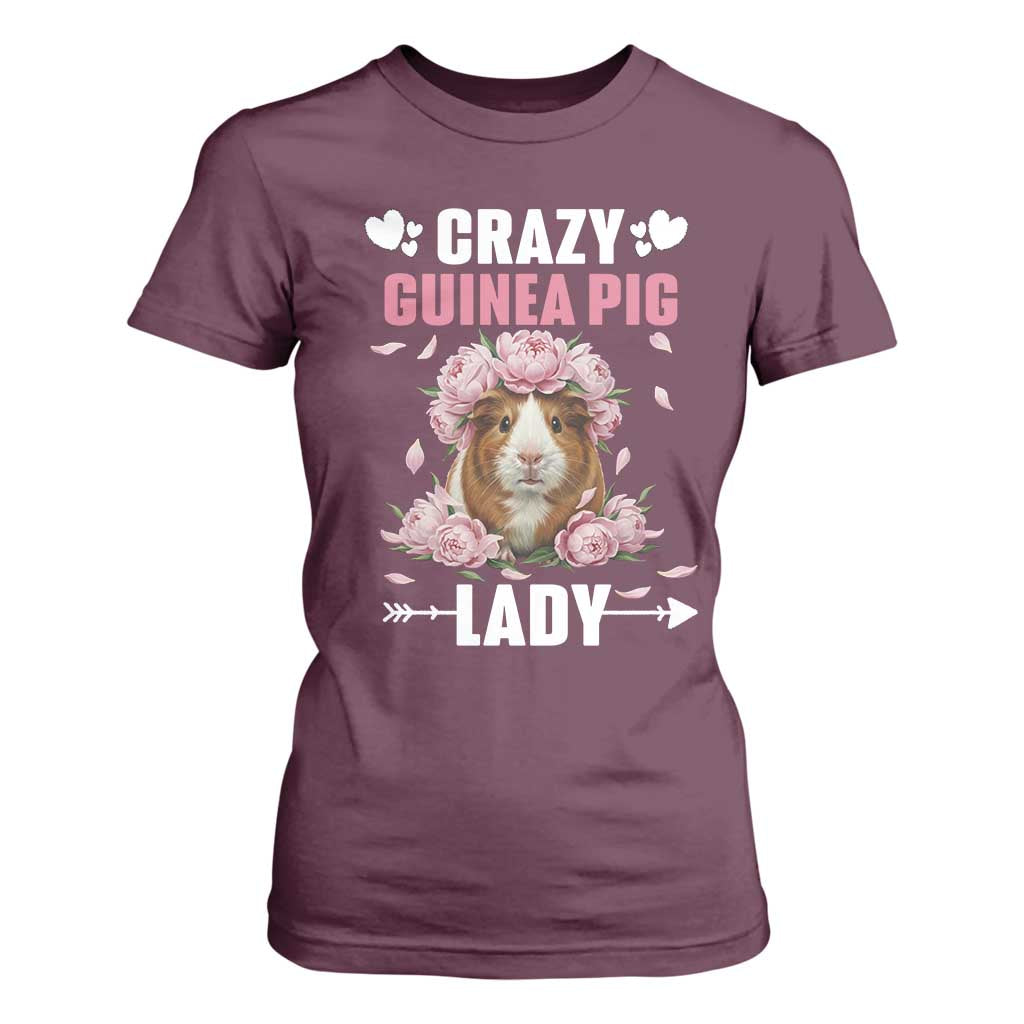 Funny Crazy Guinea Pig Lady T Shirt For Women Cavy Mom Gift TS12 Maroon Print Your Wear