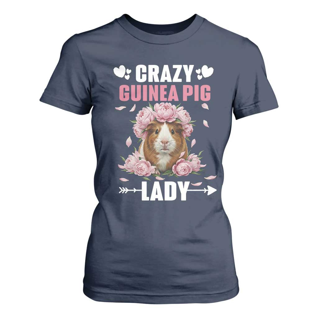 Funny Crazy Guinea Pig Lady T Shirt For Women Cavy Mom Gift TS12 Navy Print Your Wear