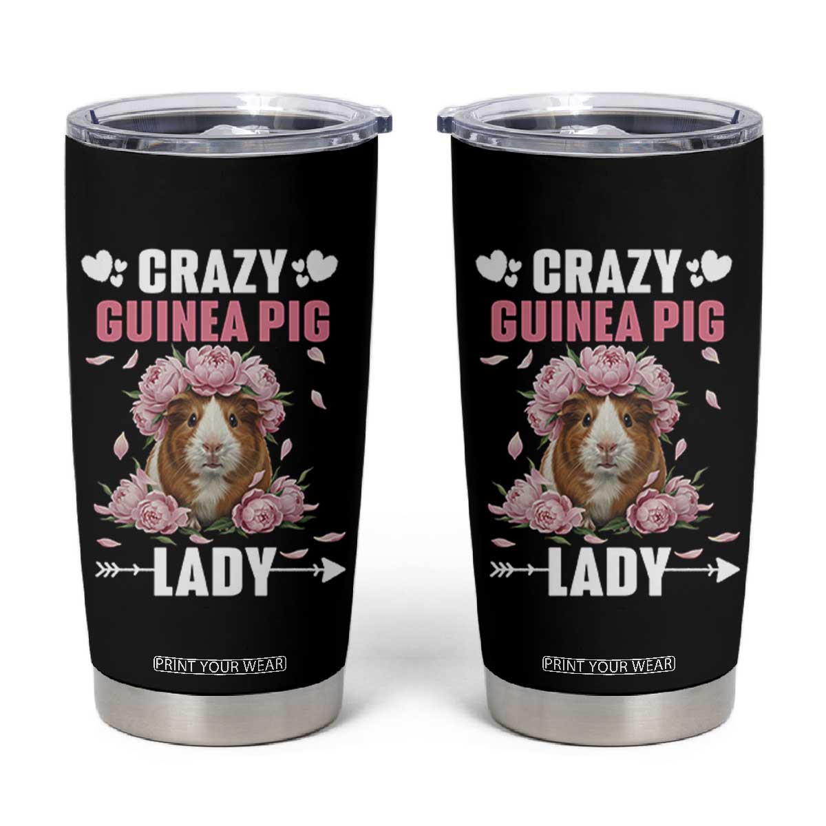 Funny Crazy Guinea Pig Lady Tumbler Cup Cavy Mom Gift TS12 Black Print Your Wear