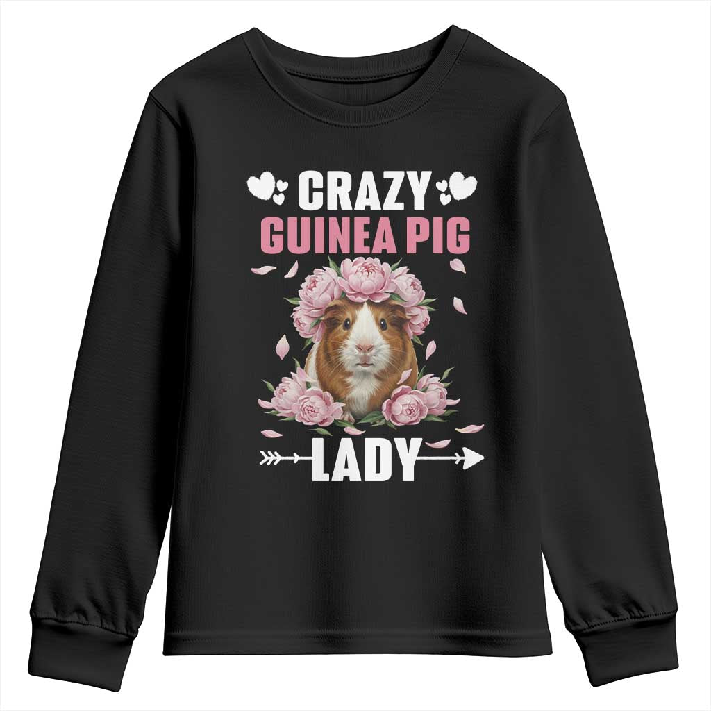 Funny Crazy Guinea Pig Lady Youth Sweatshirt Cavy Mom Gift TS12 Black Print Your Wear