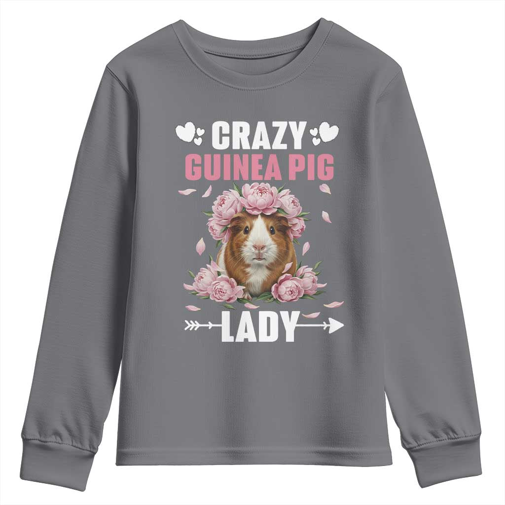 Funny Crazy Guinea Pig Lady Youth Sweatshirt Cavy Mom Gift TS12 Charcoal Print Your Wear