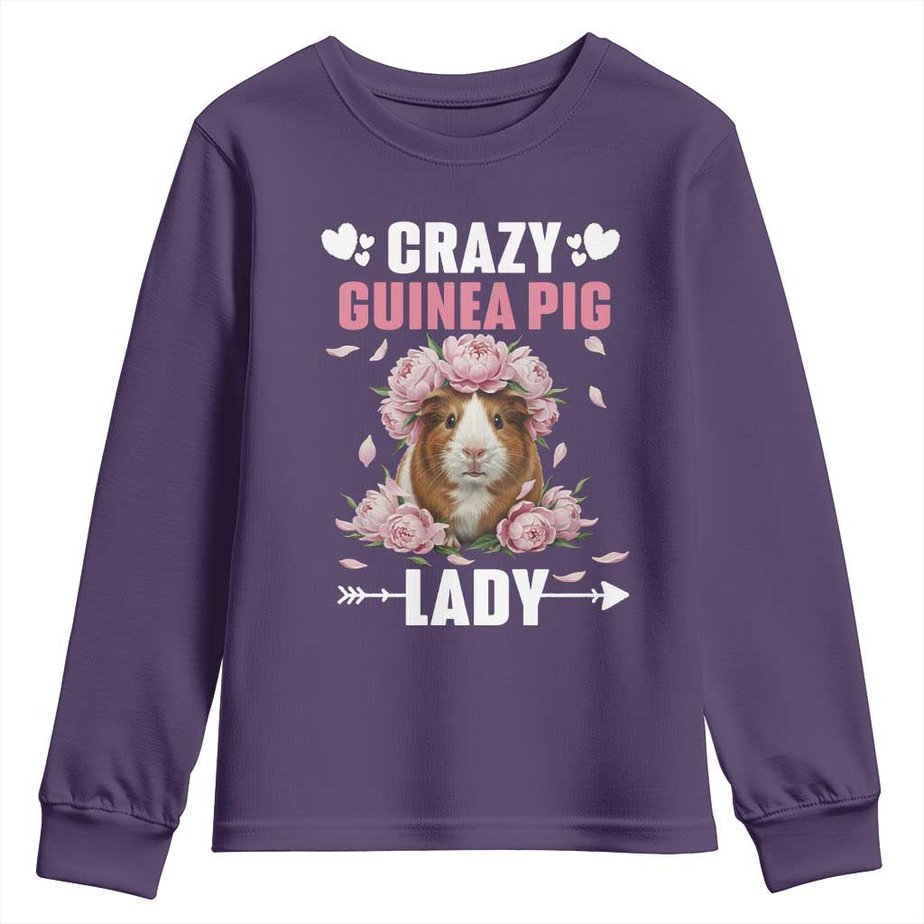 Funny Crazy Guinea Pig Lady Youth Sweatshirt Cavy Mom Gift TS12 Purple Print Your Wear