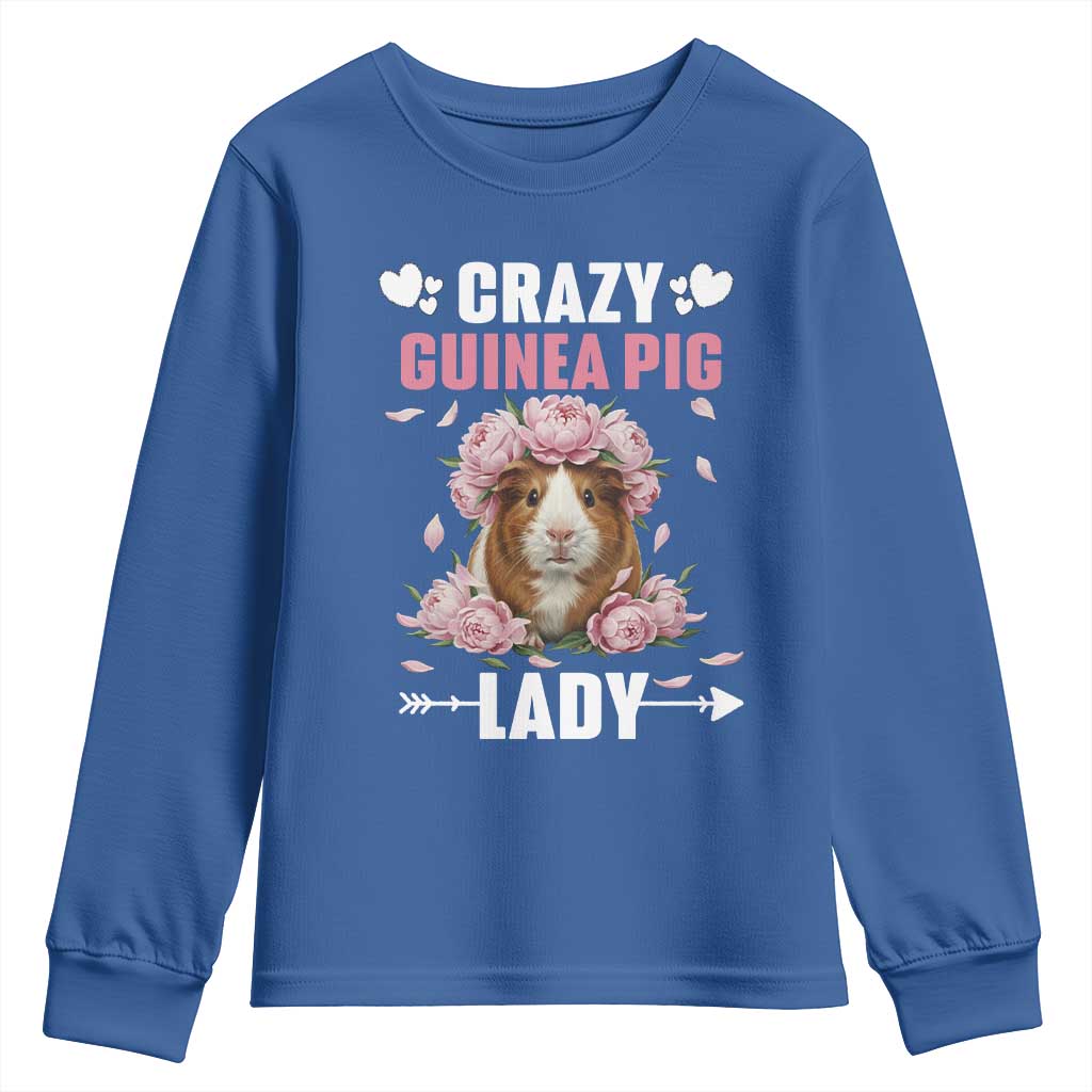 Funny Crazy Guinea Pig Lady Youth Sweatshirt Cavy Mom Gift TS12 Royal Blue Print Your Wear