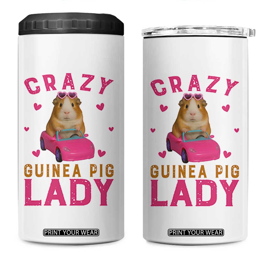Crazy Guinea Pig Lady 4 in 1 Can Cooler Tumbler Funny Pet Lover Gift - Print Your Wear