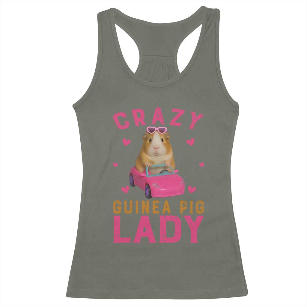 Crazy Guinea Pig Lady Racerback Tank Top Funny Pet Lover Gift TS12 Military Green Print Your Wear