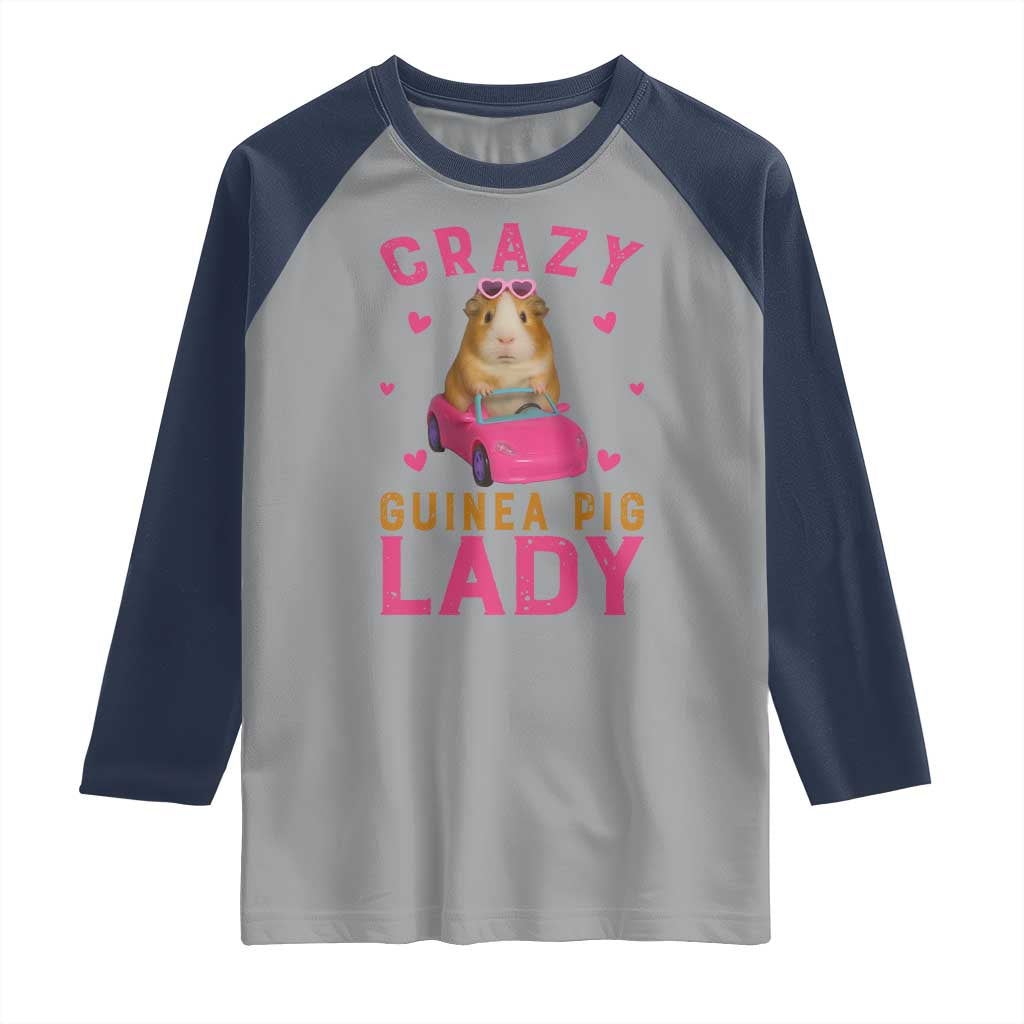 Crazy Guinea Pig Lady Raglan Shirt Funny Pet Lover Gift TS12 Sport Gray Navy Print Your Wear