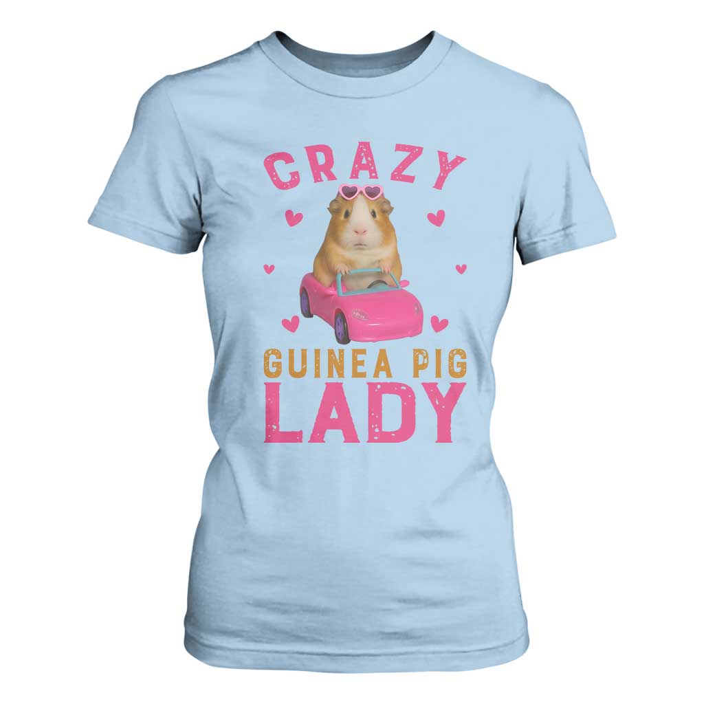 Crazy Guinea Pig Lady T Shirt For Women Funny Pet Lover Gift TS12 Light Blue Print Your Wear
