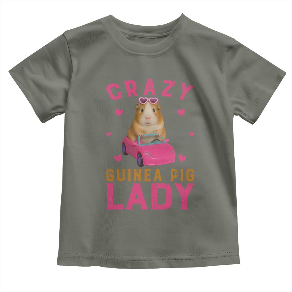 Crazy Guinea Pig Lady Toddler T Shirt Funny Pet Lover Gift TS12 Military Green Print Your Wear