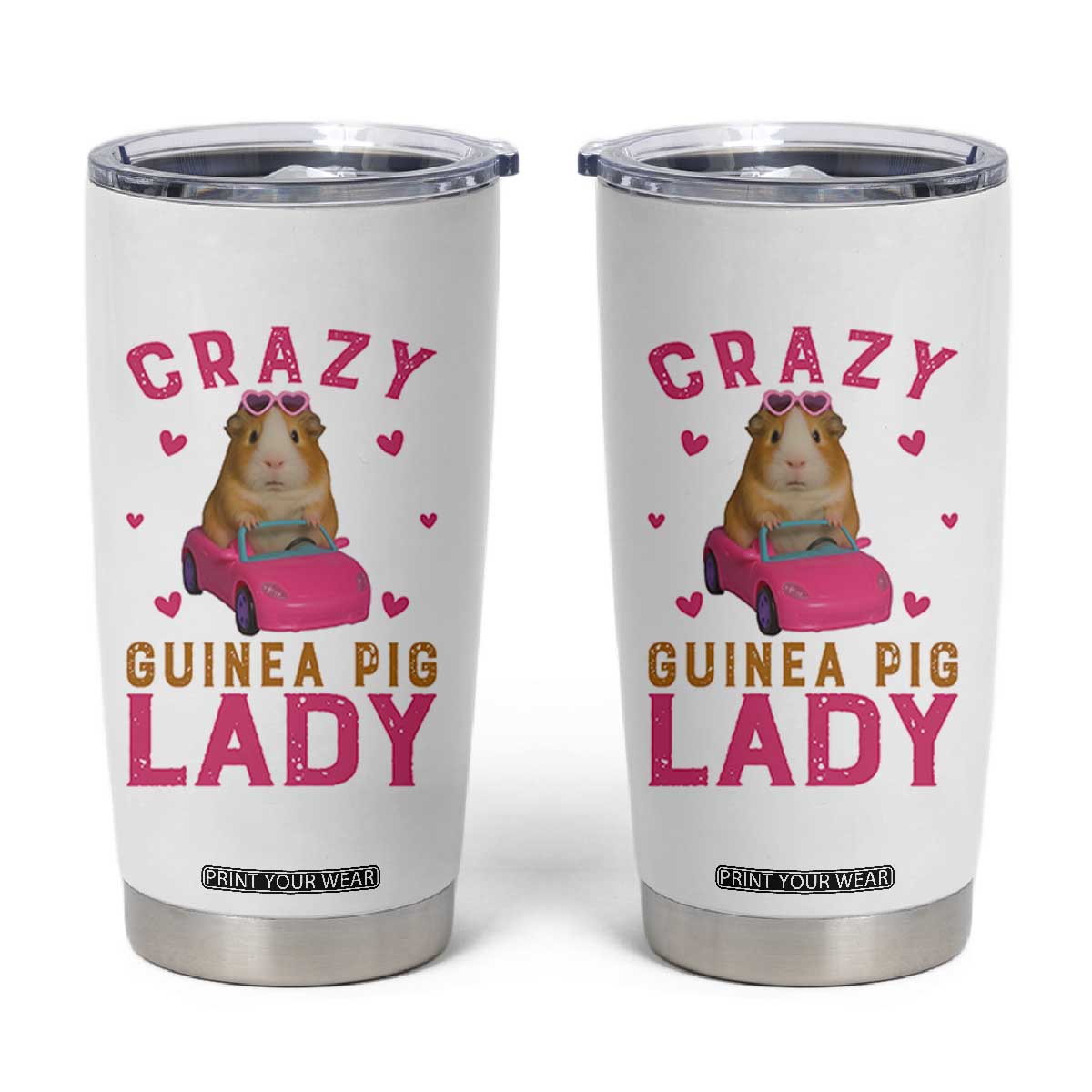 Crazy Guinea Pig Lady Tumbler Cup Funny Pet Lover Gift TS12 White Print Your Wear
