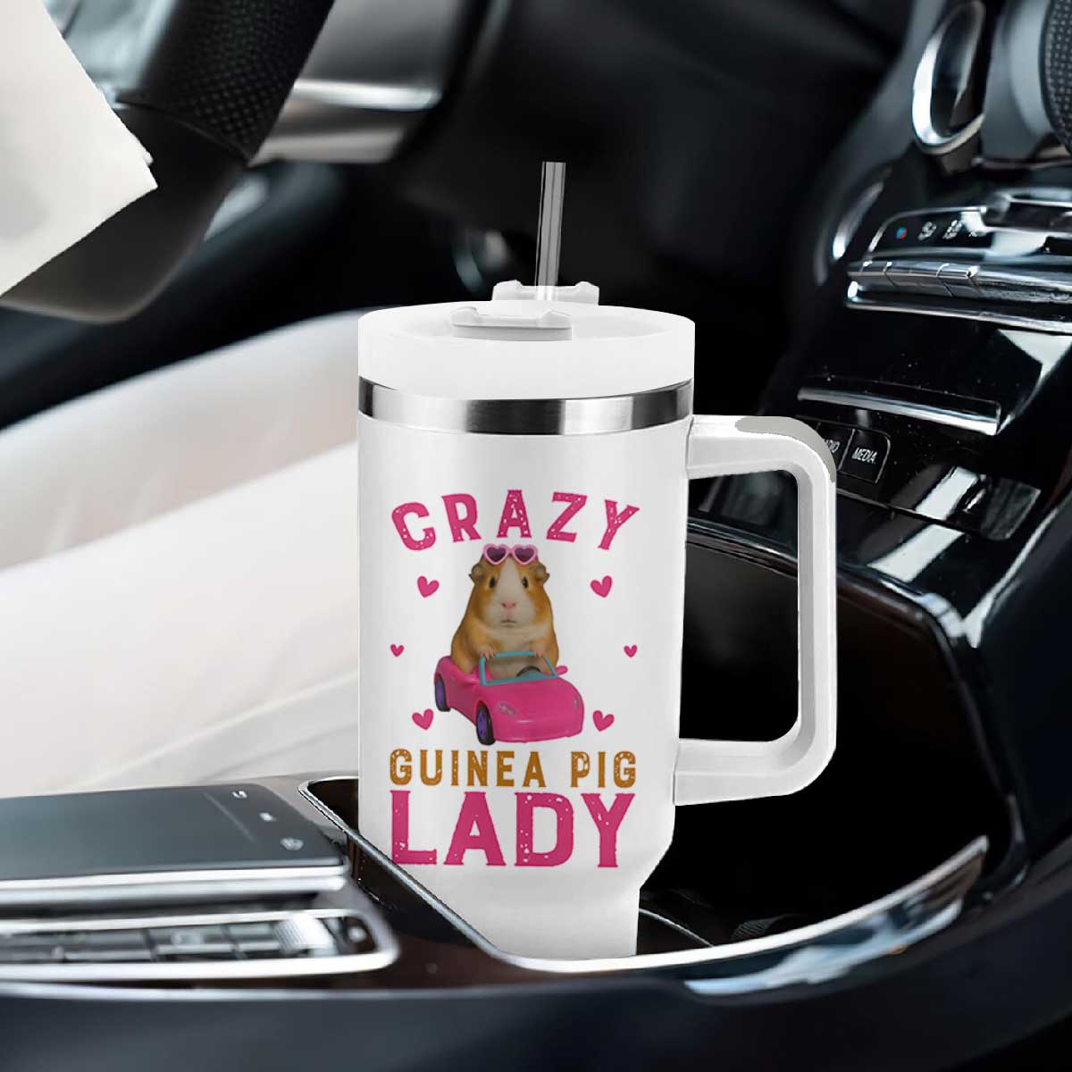 Crazy Guinea Pig Lady Tumbler With Handle Funny Pet Lover Gift TS12 Print Your Wear