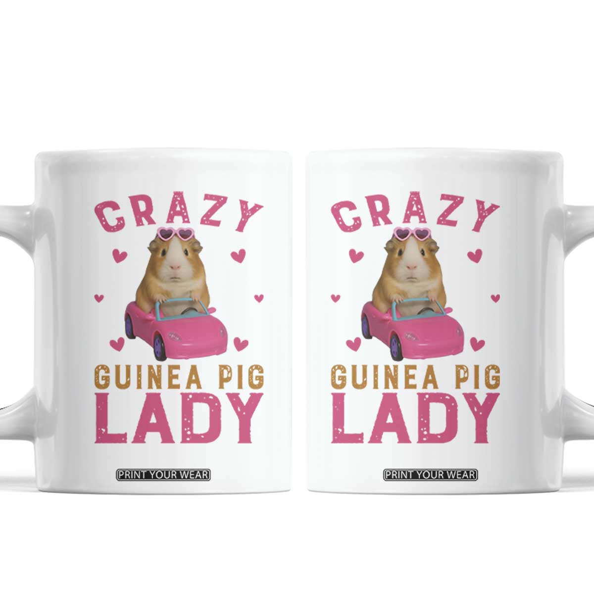 Crazy Guinea Pig Lady Coffee Mug Funny Pet Lover Gift TS12 White Print Your Wear