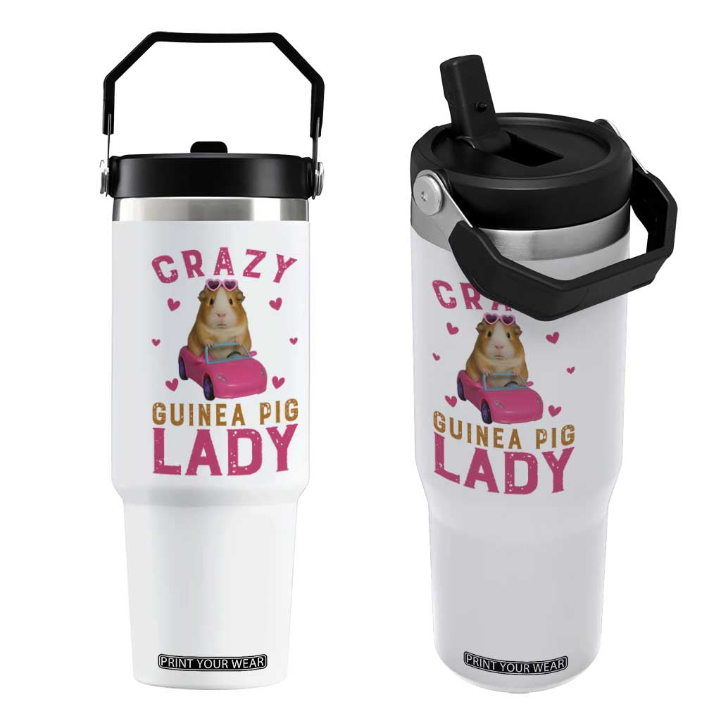 Crazy Guinea Pig Lady Flip Straw Tumbler Funny Pet Lover Gift TS12 One Size: 30 oz White Print Your Wear