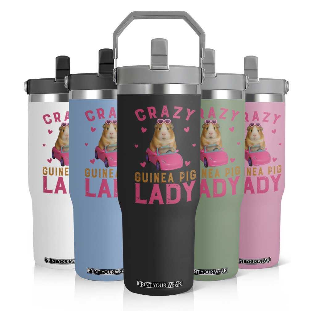 Crazy Guinea Pig Lady Flip Straw Tumbler Funny Pet Lover Gift TS12 Print Your Wear