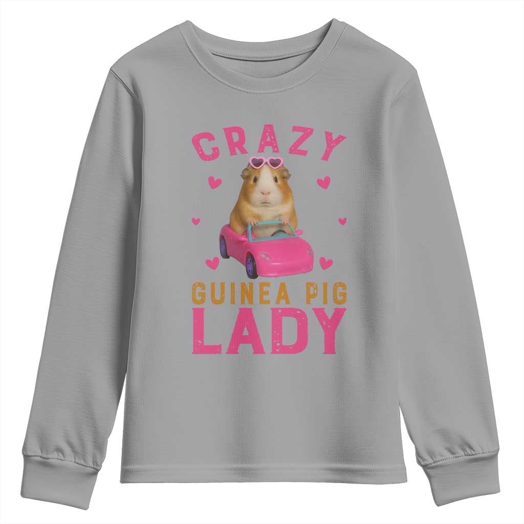 Crazy Guinea Pig Lady Youth Sweatshirt Funny Pet Lover Gift TS12 Sport Gray Print Your Wear