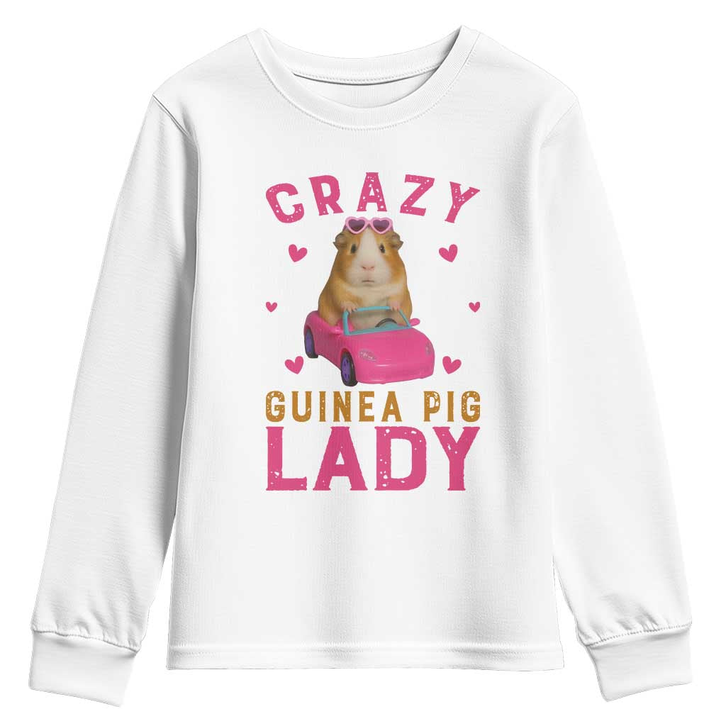 Crazy Guinea Pig Lady Youth Sweatshirt Funny Pet Lover Gift TS12 White Print Your Wear