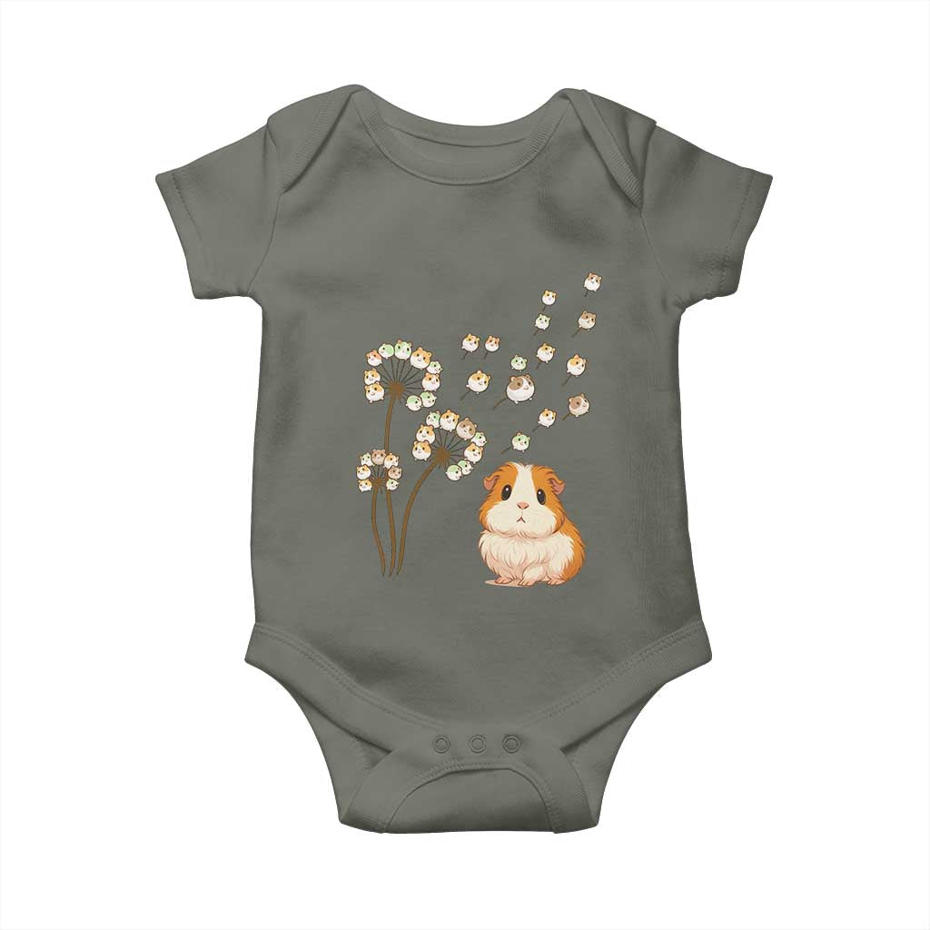 Flower Guinea Pig Dandelion Baby Onesie Funny Cavy Lover Gift TS12 Military Green Print Your Wear