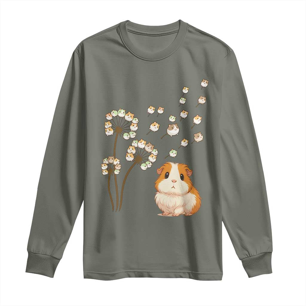 Flower Guinea Pig Dandelion Long Sleeve Shirt Funny Cavy Lover Gift TS12 Military Green Print Your Wear