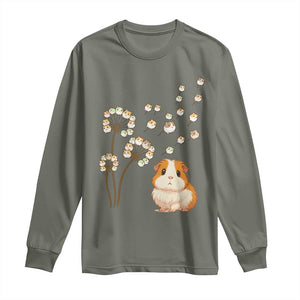 Flower Guinea Pig Dandelion Long Sleeve Shirt Funny Cavy Lover Gift TS12 Military Green Print Your Wear