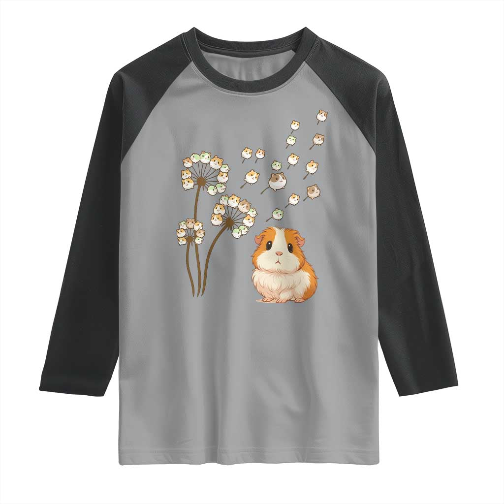Flower Guinea Pig Dandelion Raglan Shirt Funny Cavy Lover Gift TS12 Sport Gray Black Print Your Wear