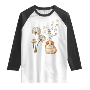 Flower Guinea Pig Dandelion Raglan Shirt Funny Cavy Lover Gift TS12 White Black Print Your Wear