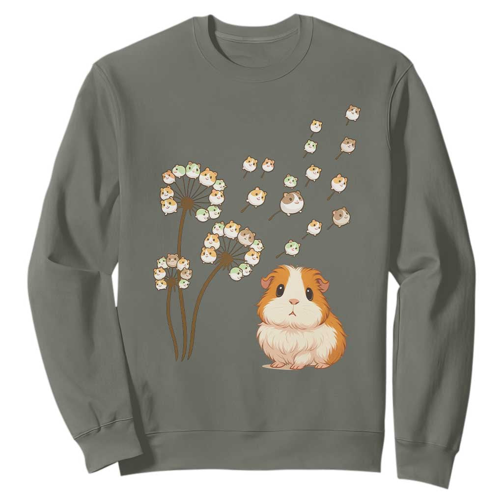 Flower Guinea Pig Dandelion Sweatshirt Funny Cavy Lover Gift TS12 Military Green Print Your Wear