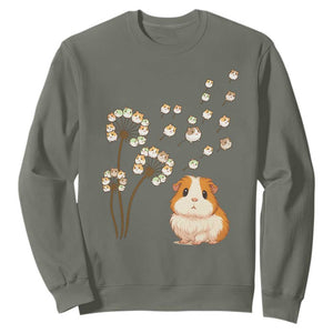 Flower Guinea Pig Dandelion Sweatshirt Funny Cavy Lover Gift TS12 Military Green Print Your Wear