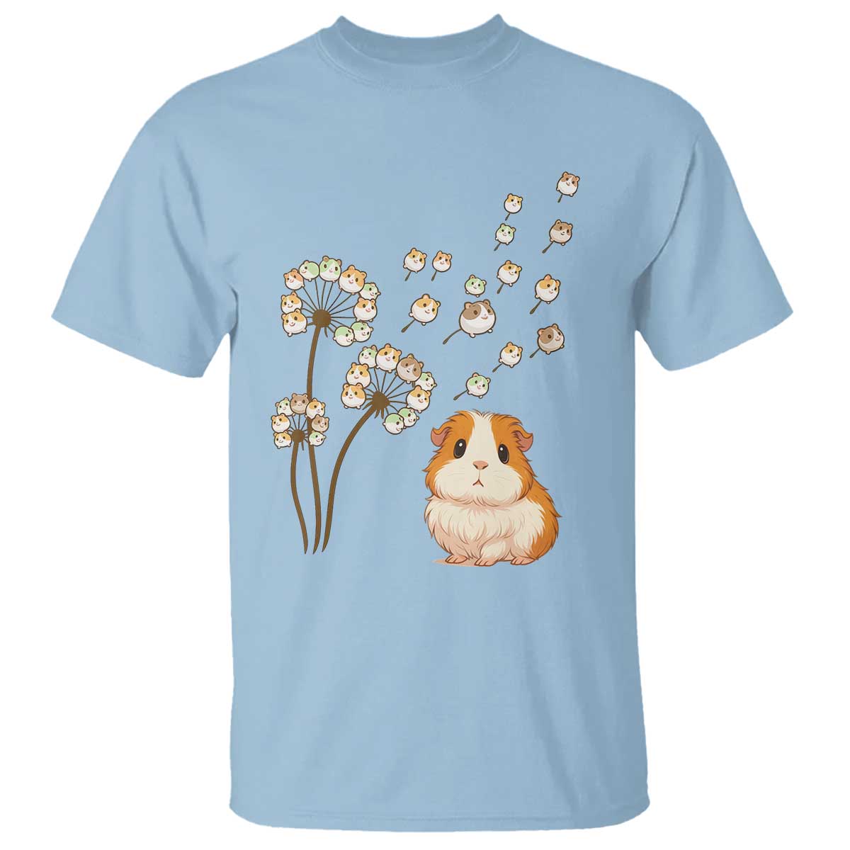 Flower Guinea Pig Dandelion T Shirt Funny Cavy Lover Gift TS12 Light Blue Print Your Wear