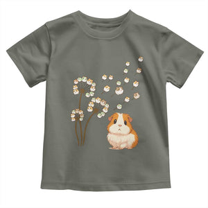 Flower Guinea Pig Dandelion Toddler T Shirt Funny Cavy Lover Gift TS12 Military Green Print Your Wear