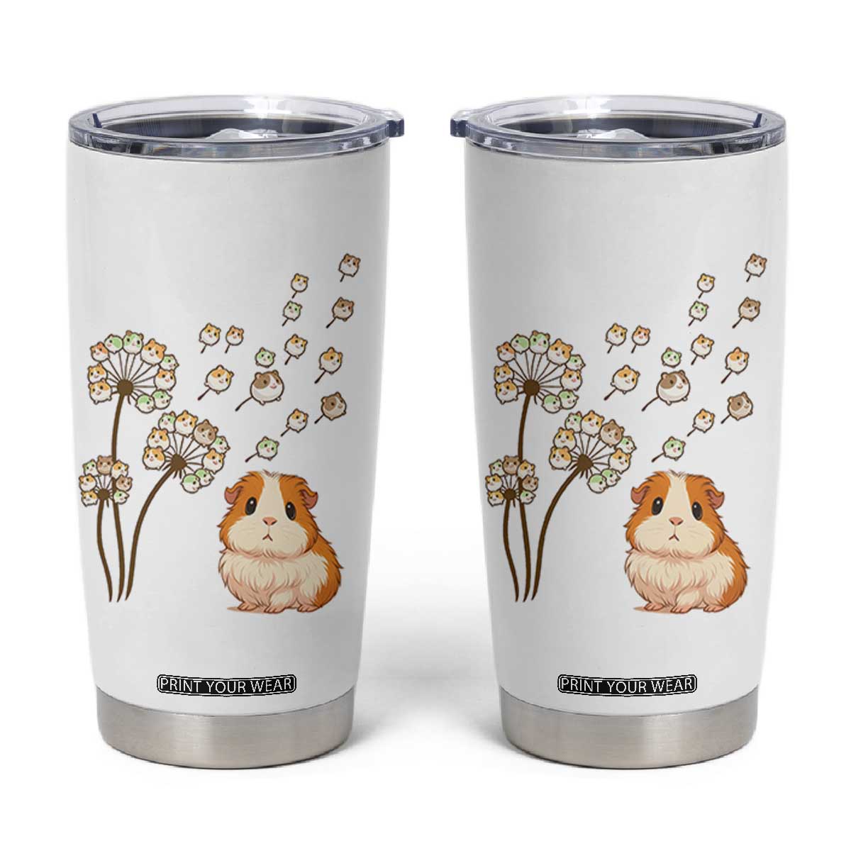 Flower Guinea Pig Dandelion Tumbler Cup Funny Cavy Lover Gift TS12 White Print Your Wear