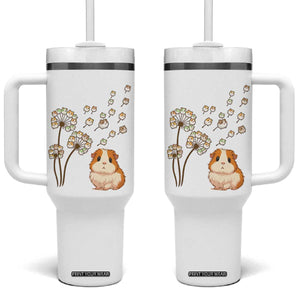 Flower Guinea Pig Dandelion Tumbler With Handle Funny Cavy Lover Gift TS12 One Size: 40 oz White Print Your Wear