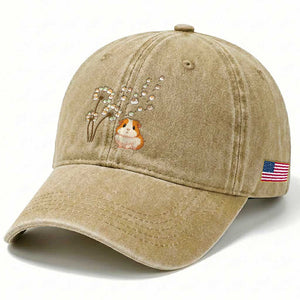 Flower Guinea Pig Dandelion Washed Cotton Baseball Cap Funny Cavy Lover Gift TS12 Print Your Wear