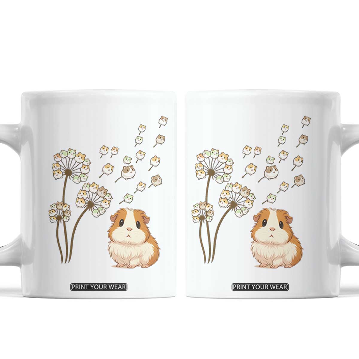Flower Guinea Pig Dandelion Coffee Mug Funny Cavy Lover Gift TS12 White Print Your Wear