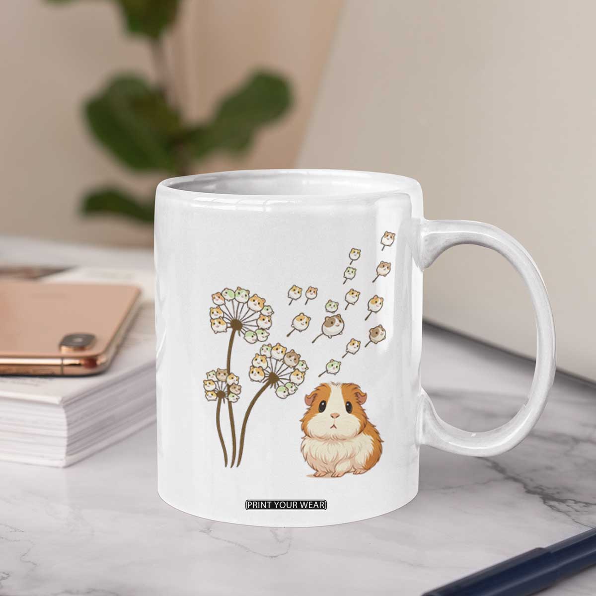 Flower Guinea Pig Dandelion Coffee Mug Funny Cavy Lover Gift TS12 Print Your Wear