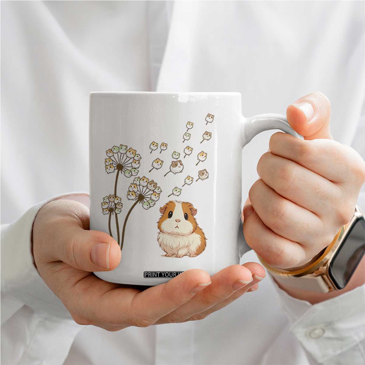 Flower Guinea Pig Dandelion Coffee Mug Funny Cavy Lover Gift TS12 Print Your Wear