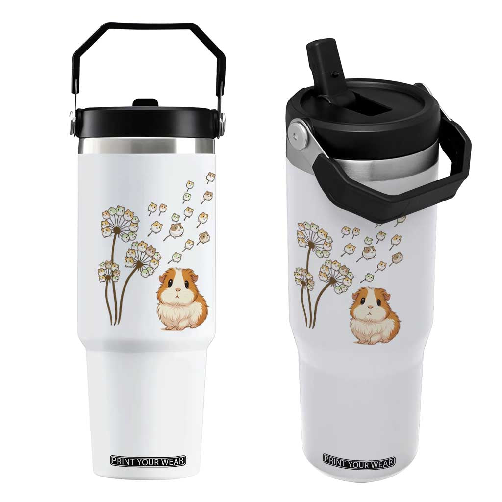 Flower Guinea Pig Dandelion Flip Straw Tumbler Funny Cavy Lover Gift TS12 One Size: 30 oz White Print Your Wear